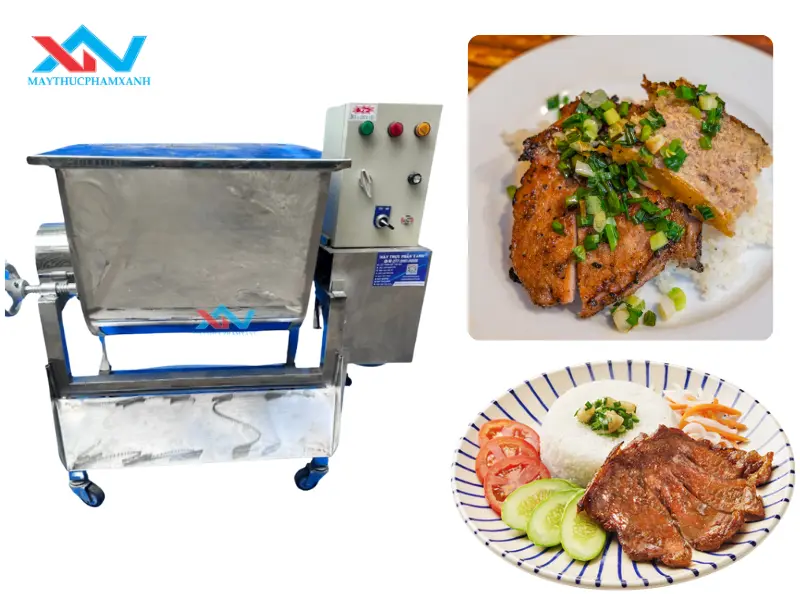 Vệ sinh máy trộn thịt nằm ngang bán cơm tấm sau mỗi lần sử dụng