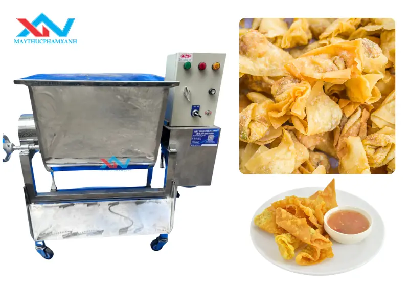 Vệ sinh máy trộn thịt làm hoành thánh nằm ngang sau khi sử dụng