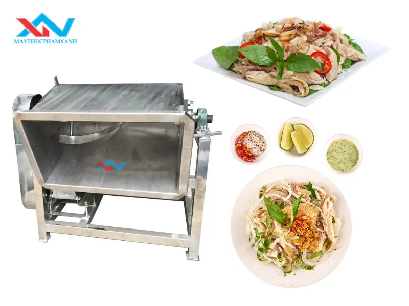 Máy trộn thịt nằm ngang trộn thịt gà tại Máy Thực Phẩm Xanh