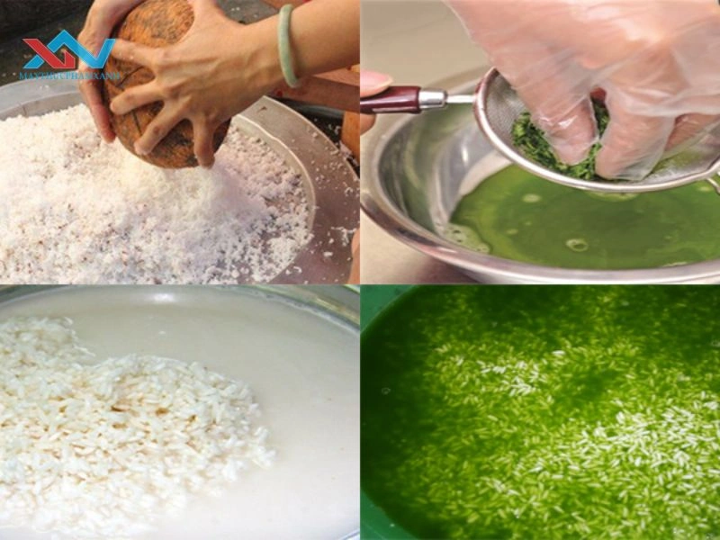 xào nếp gói bánh tét