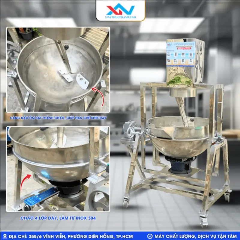 Máy xào nhân lệch tâm mẫu lật nghiêng