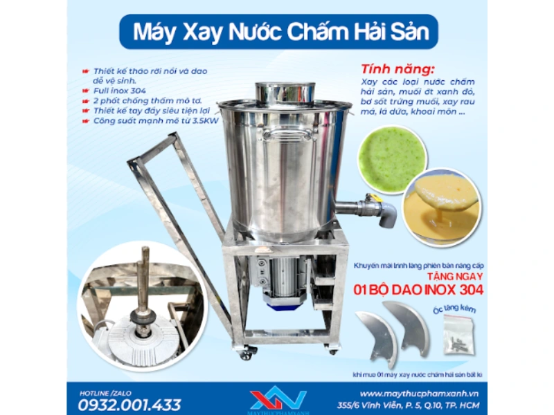 máy xay gia vị nước chấm hải sản công nghiệp 3.5Kw